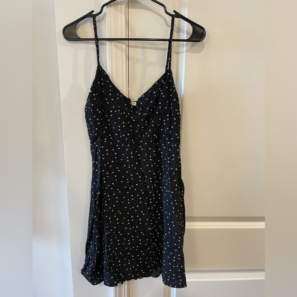 Garage Black Dress with White Floral Pattern